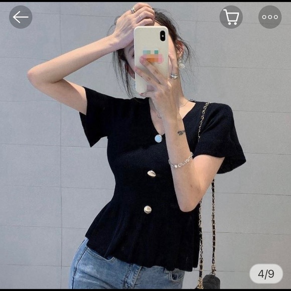 Korean Fashion Knitted short sleeve with buttons - Picture 5 of 5